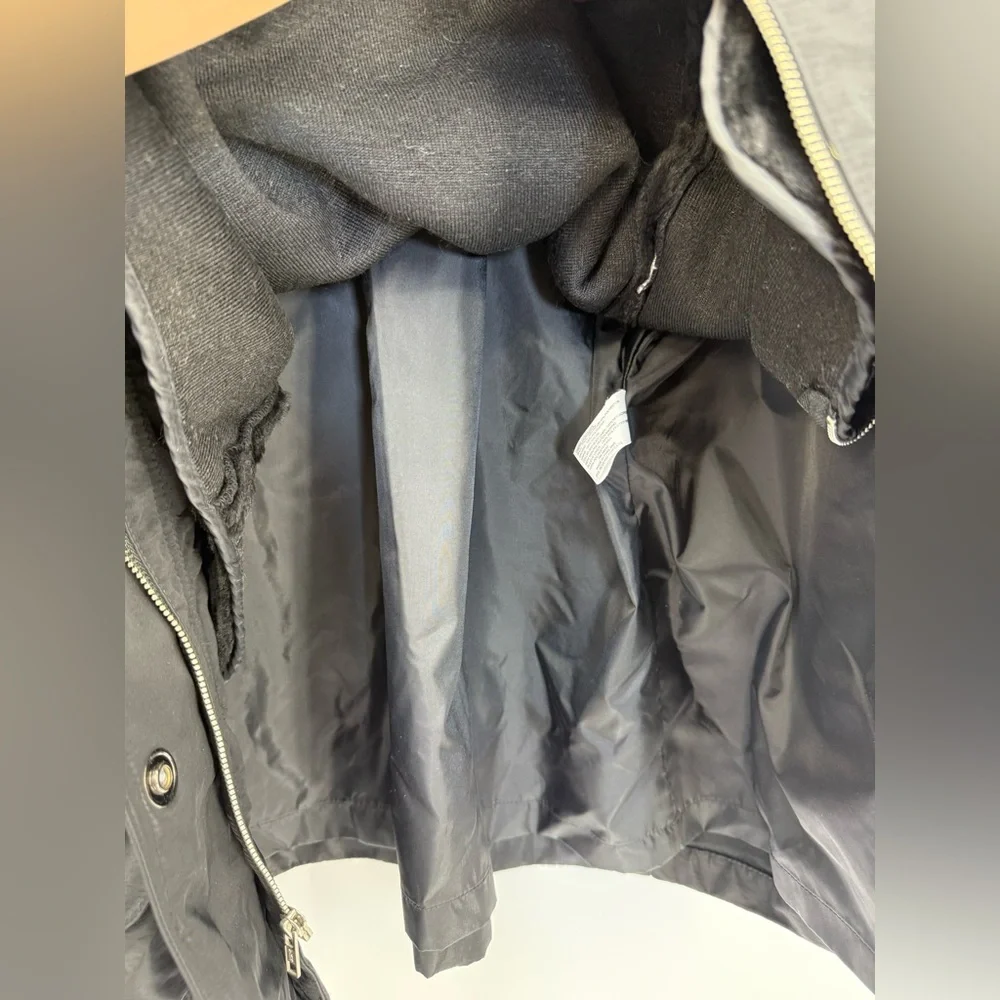 Gallery Faux Fur Black Women Jacket Size Small Removable Collar